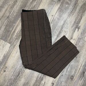 Brown Plaid Stretchy Skinny Pants